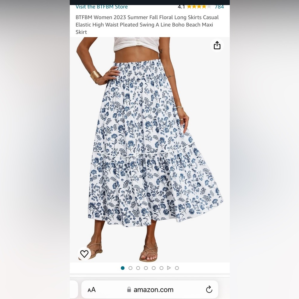 Women’s Blue and White Maxi Skirt - New - Size Medium